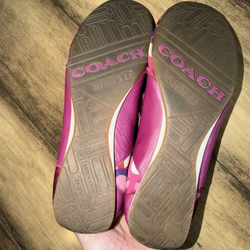 Coach Caryl Signature Logo Ballet Flats Patent Logo Purple Size-8.5 B - Picture 5 of 6